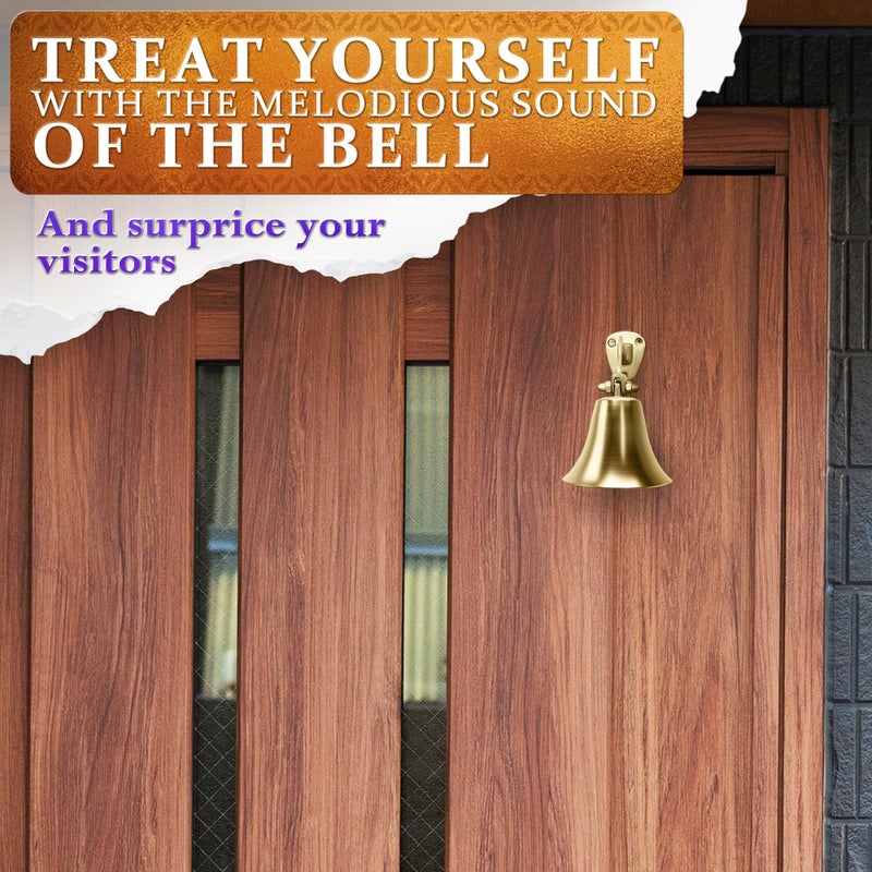 LAGARTO 2 Pcs Bells for Door Knob â€“ Hanging Bell for Door Opening 2â€³ Ã— 1.8â€³ Vintage Brass with Hanging Loop, Clear Ringing Sound for Home Entry & Office Decorative â€“ Small Bell for DIY Crafts & Holiday Decor - Image 5